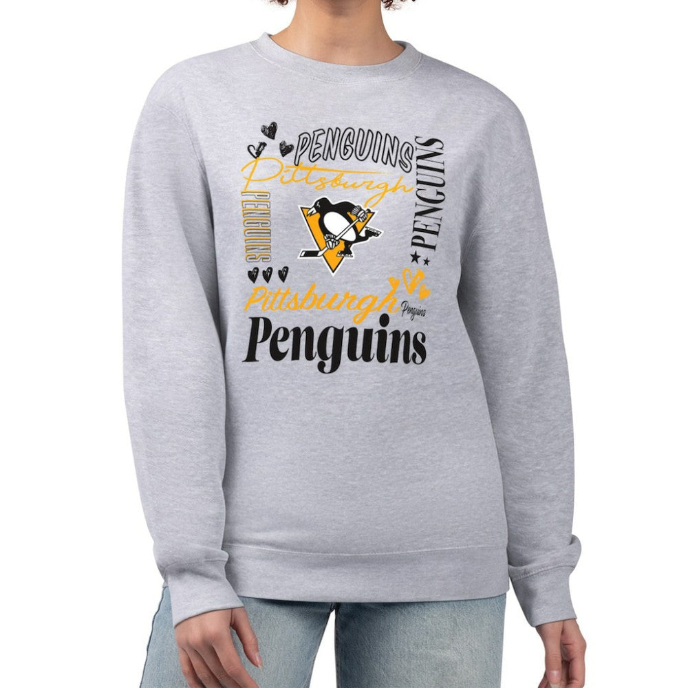 Pittsburgh Penguins G-III 4Her by Carl Banks Women's Collage Graphic Fleece Long Sleeve Pullover Sweatshirt Outlet