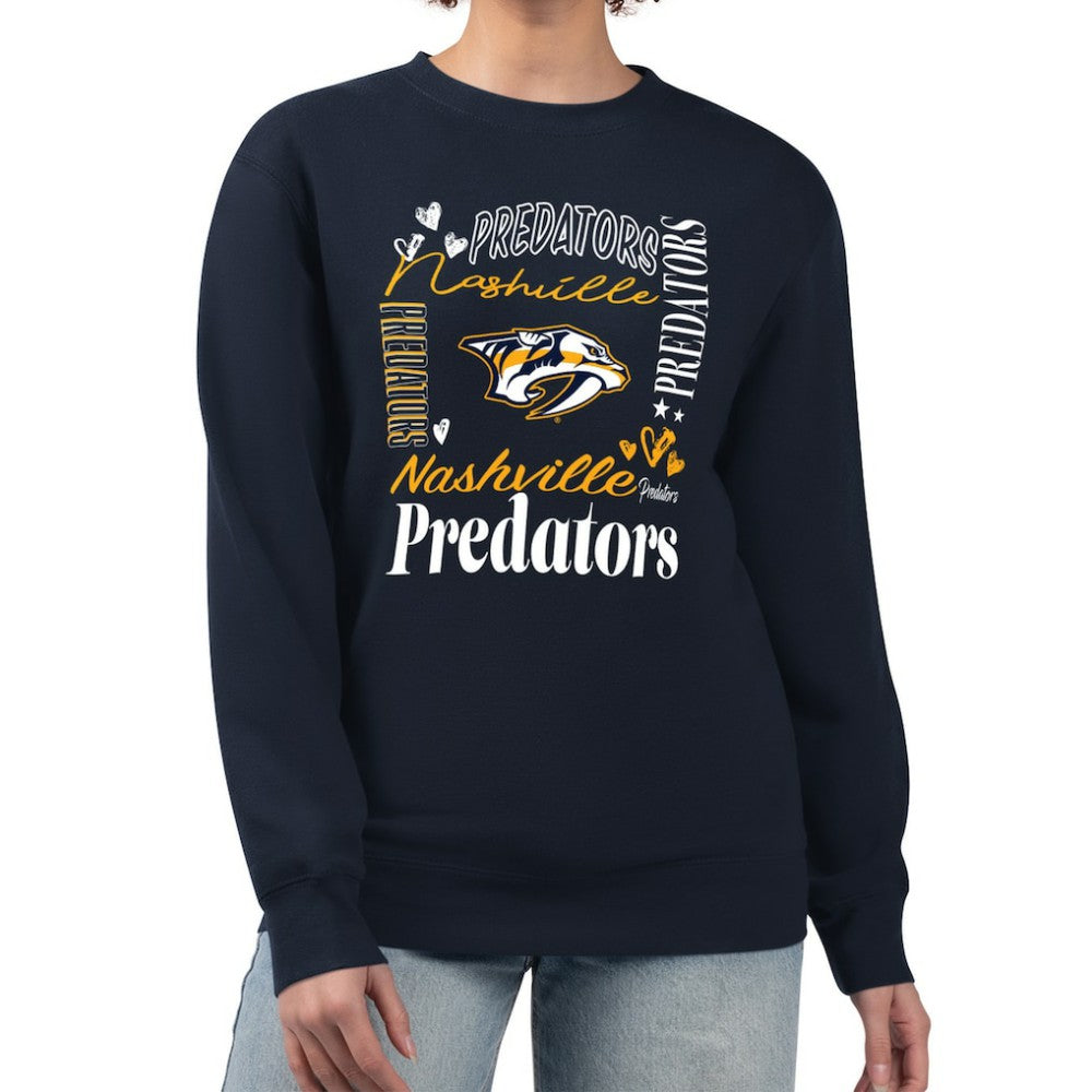 Nashville Predators G-III 4Her by Carl Banks Women's Collage Graphic Fleece Long Sleeve Pullover Sweatshirt Discount