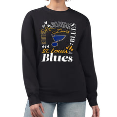 St. Louis Blues G-III 4Her by Carl Banks Women's Collage Graphic Fleece Long Sleeve Pullover Sweatshirt For Sale