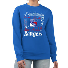 New York Rangers G-III 4Her by Carl Banks Women's Collage Graphic Fleece Long Sleeve Pullover Sweatshirt For Sale