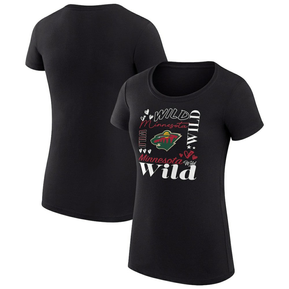 Minnesota Wild G-III 4Her by Carl Banks Women's Super-Slim Fit Lightweight Collage Team Graphic T-Shirt Sale
