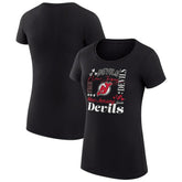 New Jersey Devils G-III 4Her by Carl Banks Women's Super-Slim Fit Lightweight Collage Team Graphic T-Shirt For Sale