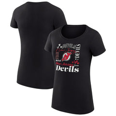 New Jersey Devils G-III 4Her by Carl Banks Women's Super-Slim Fit Lightweight Collage Team Graphic T-Shirt For Sale