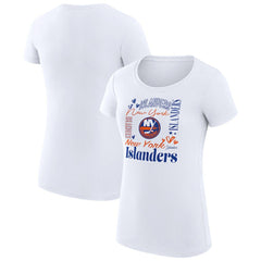 New York Islanders G-III 4Her by Carl Banks Women's Super-Slim Fit Lightweight Collage Team Graphic T-Shirt Outlet