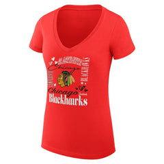 Chicago Blackhawks G-III 4Her by Carl Banks Women's Super-Slim Fit Lightweight Collage Team Graphic T-Shirt On Sale