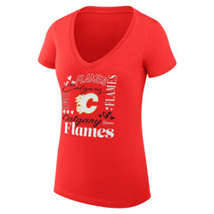 Calgary Flames G-III 4Her by Carl Banks Women's Super-Slim Fit Lightweight Collage Team Graphic T-Shirt For Sale