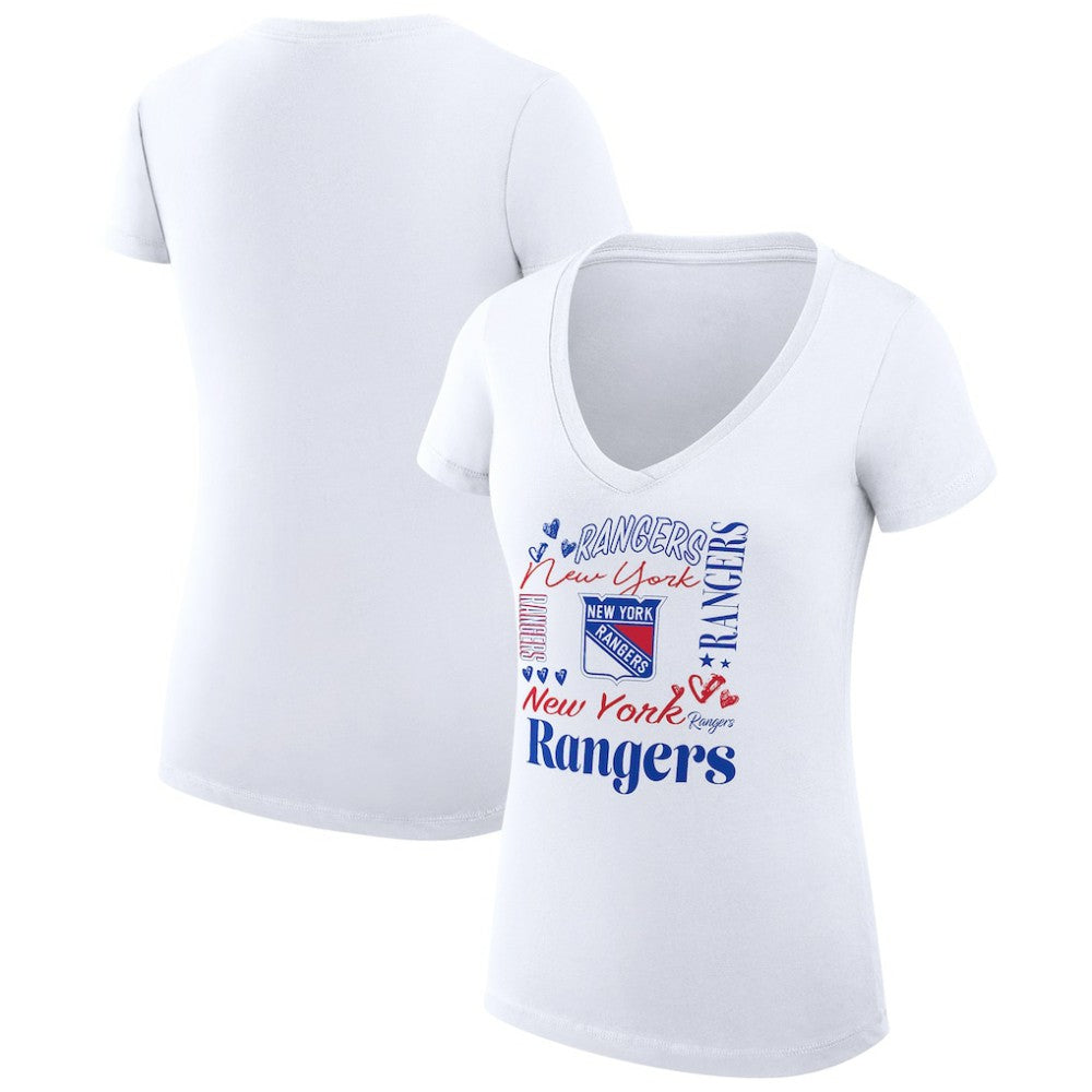 New York Rangers G-III 4Her by Carl Banks Women's Super-Slim Fit Lightweight Collage Team Graphic T-Shirt Outlet