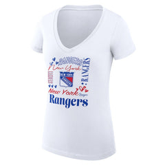 New York Rangers G-III 4Her by Carl Banks Women's Super-Slim Fit Lightweight Collage Team Graphic T-Shirt Outlet