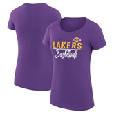 Los Angeles Lakers G-III 4Her by Carl Banks Women's Super-Slim Fit Lightweight Team Sport V-Neck T-Shirt New