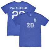 Alexis Mac Allister Argentina National Team 1863FC Retro Name & Number Tri-Blend T-Shirt Blue