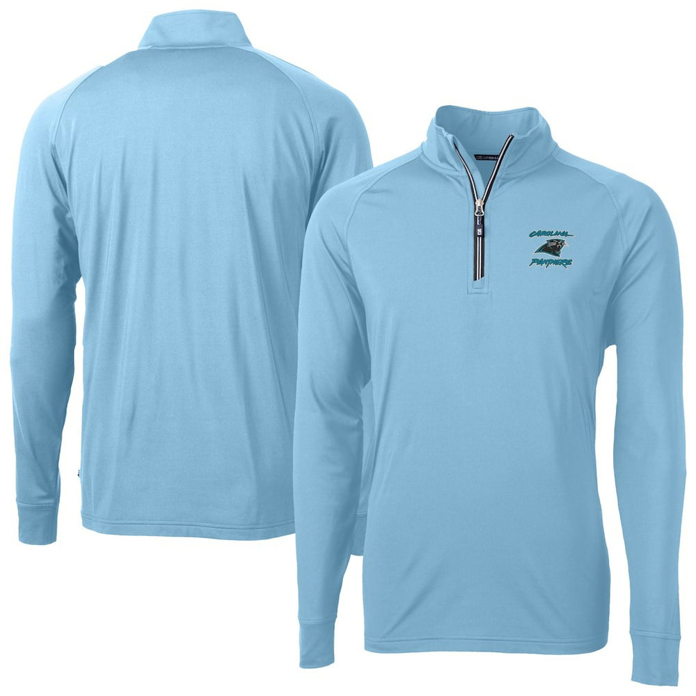 Carolina Panthers Cutter & Buck Adapt Eco Knit Stretch Recycled Raglan Quarter-Zip DryTec Top