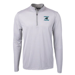 Carolina Panthers Cutter & Buck Virtue Eco Pique Micro Stripe Recycled Quarter-Zip Jacket