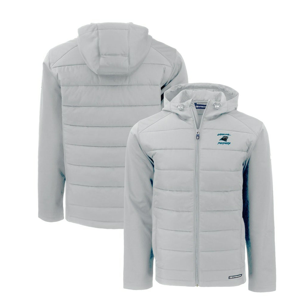 Carolina Panthers Cutter & Buck Evoke Hybrid Eco Softshell Recycled Full-Zip Hoodie Jacket