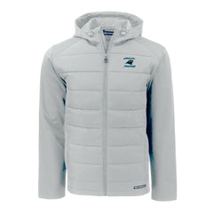 Carolina Panthers Cutter & Buck Evoke Hybrid Eco Softshell Recycled Full-Zip Hoodie Jacket