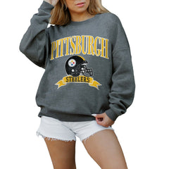 Pittsburgh Steelers Gameday Couture Women's Oversized Seal The Deal Premium Fleece Drop Shoulder Pullover Sweatshirt