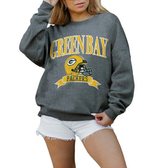 Green Bay Packers Gameday Couture Women's Oversized Seal The Deal Premium Fleece Drop Shoulder Pullover Sweatshirt