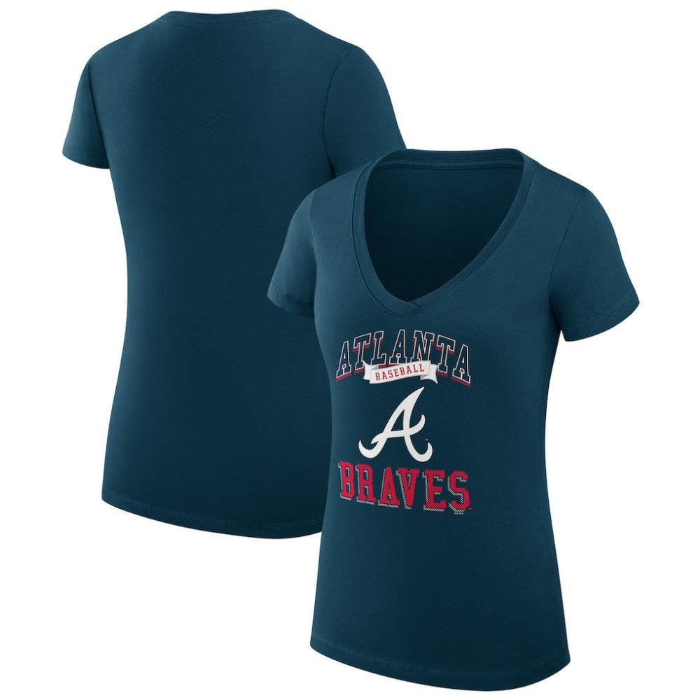 Atlanta Braves G-III 4Her by Carl Banks Women's Super-Slim Fit Lightweight Team Logo Graphic V-Neck T-Shirt | MLB New