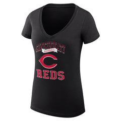 Cincinnati Reds G-III 4Her by Carl Banks Women's Super-Slim Fit Lightweight Team Logo Graphic V-Neck T-Shirt | MLB Online