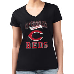 Cincinnati Reds G-III 4Her by Carl Banks Women's Super-Slim Fit Lightweight Team Logo Graphic V-Neck T-Shirt | MLB Online