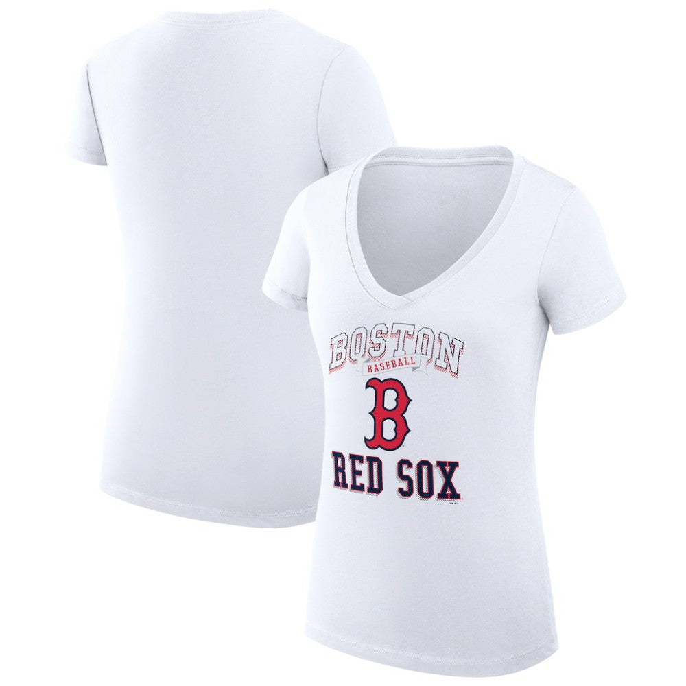 Boston Red Sox G-III 4Her by Carl Banks Women's Super-Slim Fit Lightweight Team Logo Graphic V-Neck T-Shirt | MLB For sale
