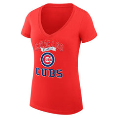 Chicago Cubs G-III 4Her by Carl Banks Women's Super-Slim Fit Lightweight Team Logo Graphic V-Neck T-Shirt | MLB Near me