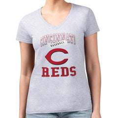 Cincinnati Reds G-III 4Her by Carl Banks Women's Super-Slim Fit Lightweight Team Logo Graphic V-Neck T-Shirt | MLB Shop