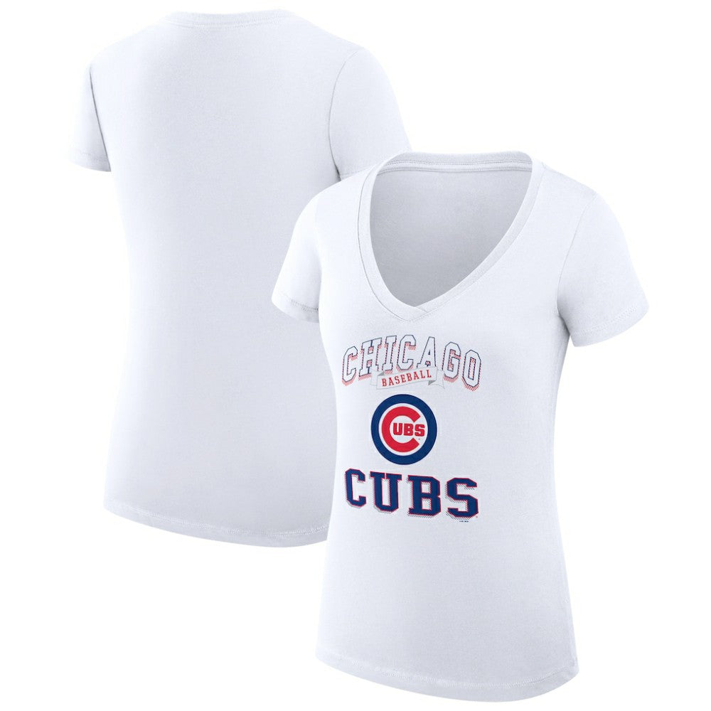 Chicago Cubs G-III 4Her by Carl Banks Women's Super-Slim Fit Lightweight Team Logo Graphic V-Neck T-Shirt | MLB For sale