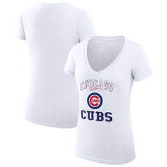 Chicago Cubs G-III 4Her by Carl Banks Women's Super-Slim Fit Lightweight Team Logo Graphic V-Neck T-Shirt | MLB For sale