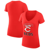Cincinnati Reds G-III 4Her by Carl Banks Women's Super-Slim Fit Lightweight Team Logo Graphic V-Neck T-Shirt | MLB Outlet