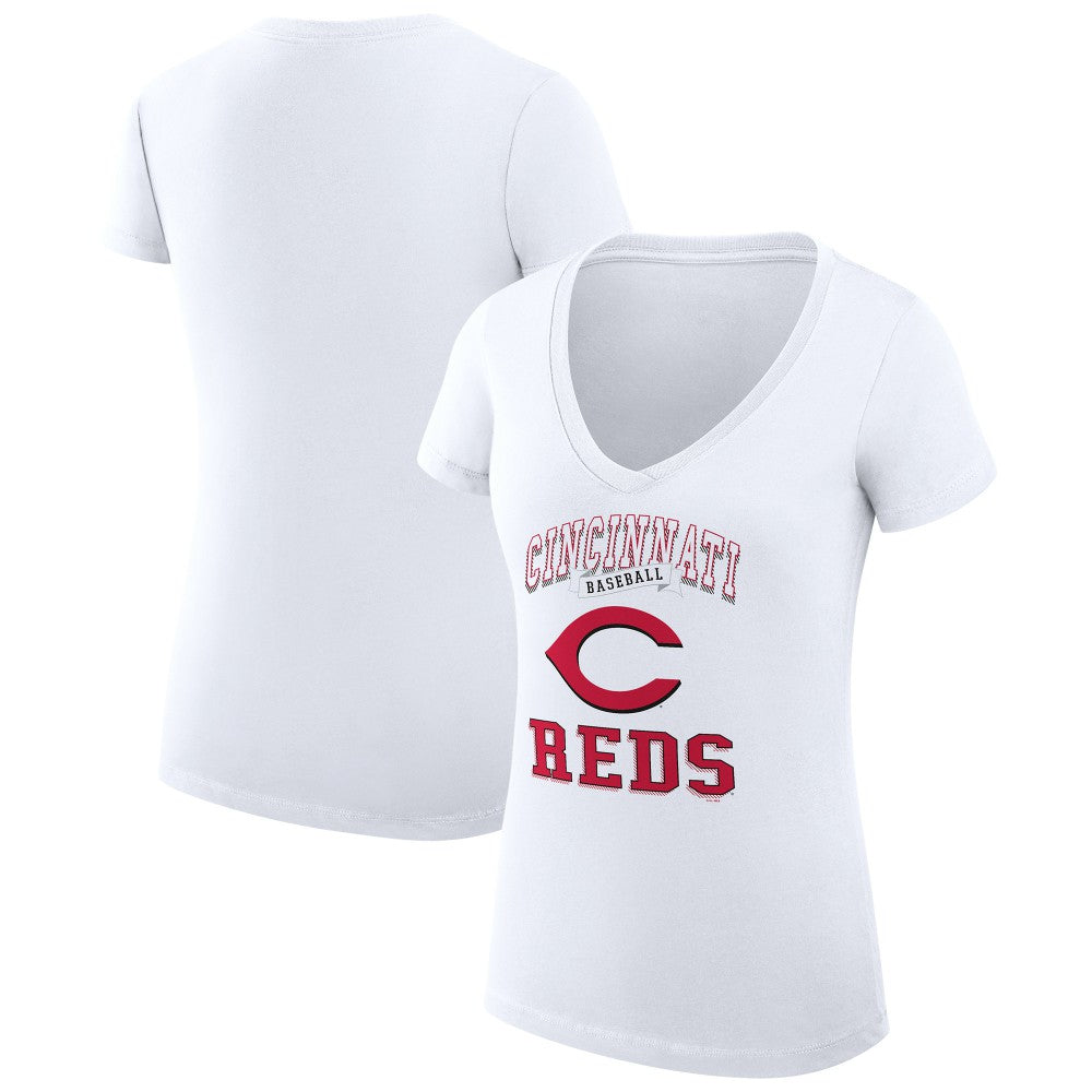 Cincinnati Reds G-III 4Her by Carl Banks Women's Super-Slim Fit Lightweight Team Logo Graphic V-Neck T-Shirt | MLB For sale