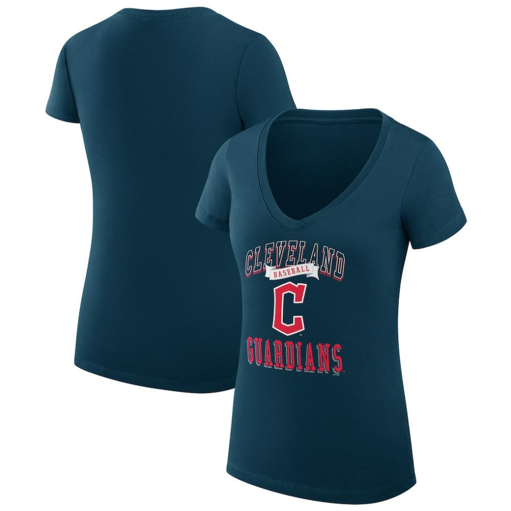 Cleveland Guardians G-III 4Her by Carl Banks Women's Super-Slim Fit Lightweight Team Logo Graphic V-Neck T-Shirt | MLB Shop
