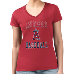 Los Angeles Angels G-III 4Her by Carl Banks Women's Super-Slim Fit Lightweight Team Logo Graphic V-Neck T-Shirt | MLB Shop