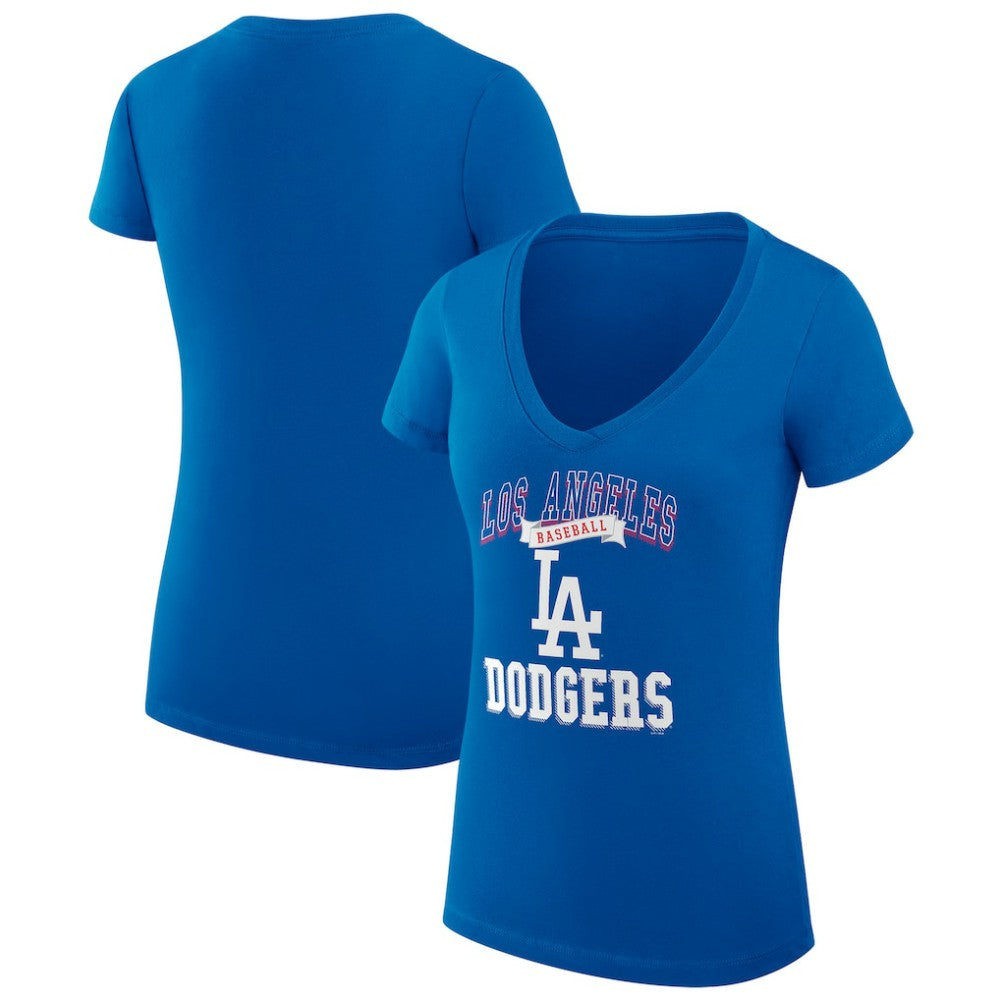 Los Angeles Dodgers G-III 4Her by Carl Banks Women's Super-Slim Fit Lightweight Team Logo Graphic V-Neck T-Shirt | MLB Shop