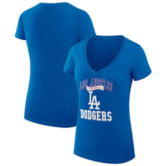 Los Angeles Dodgers G-III 4Her by Carl Banks Women's Super-Slim Fit Lightweight Team Logo Graphic V-Neck T-Shirt | MLB Shop