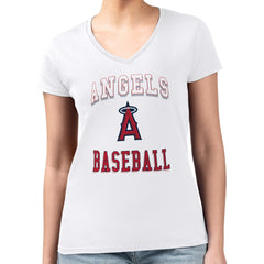 Los Angeles Angels G-III 4Her by Carl Banks Women's Super-Slim Fit Lightweight Team Logo Graphic V-Neck T-Shirt | MLB Near me