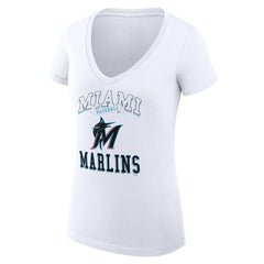 Miami Marlins G-III 4Her by Carl Banks Women's Super-Slim Fit Lightweight Team Logo Graphic V-Neck T-Shirt | MLB For sale