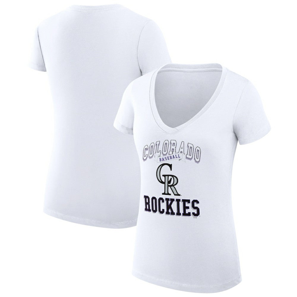 Colorado Rockies G-III 4Her by Carl Banks Women's Super-Slim Fit Lightweight Team Logo Graphic V-Neck T-Shirt | MLB On Sale