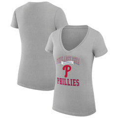 Philadelphia Phillies G-III 4Her by Carl Banks Women's Super-Slim Fit Lightweight Team Logo Graphic V-Neck T-Shirt | MLB New