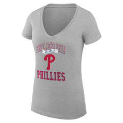 Philadelphia Phillies G-III 4Her by Carl Banks Women's Super-Slim Fit Lightweight Team Logo Graphic V-Neck T-Shirt | MLB New