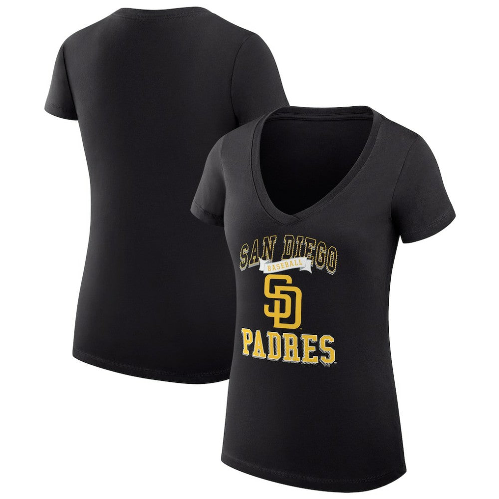 San Diego Padres G-III 4Her by Carl Banks Women's Super-Slim Fit Lightweight Team Logo Graphic V-Neck T-Shirt | MLB New