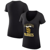 San Diego Padres G-III 4Her by Carl Banks Women's Super-Slim Fit Lightweight Team Logo Graphic V-Neck T-Shirt | MLB New