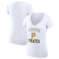 Pittsburgh Pirates G-III 4Her by Carl Banks Women's Super-Slim Fit Lightweight Team Logo Graphic V-Neck T-Shirt | MLB Online