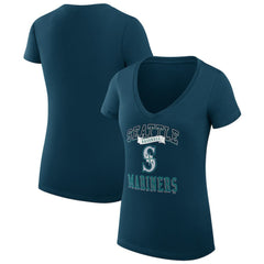 Seattle Mariners G-III 4Her by Carl Banks Women's Super-Slim Fit Lightweight Team Logo Graphic V-Neck T-Shirt | MLB Outlet