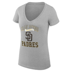 San Diego Padres G-III 4Her by Carl Banks Women's Super-Slim Fit Lightweight Team Logo Graphic V-Neck T-Shirt | MLB On Sale