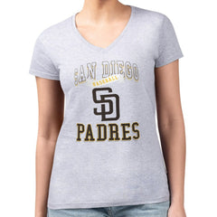 San Diego Padres G-III 4Her by Carl Banks Women's Super-Slim Fit Lightweight Team Logo Graphic V-Neck T-Shirt | MLB On Sale