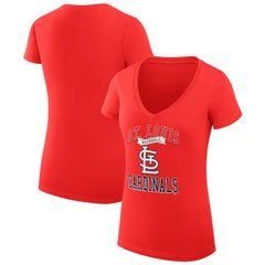 St. Louis Cardinals G-III 4Her by Carl Banks Women's Super-Slim Fit Lightweight Team Logo Graphic V-Neck T-Shirt | MLB US