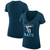 Tampa Bay Rays G-III 4Her by Carl Banks Women's Super-Slim Fit Lightweight Team Logo Graphic V-Neck T-Shirt | MLB Sale