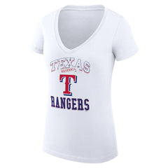 Texas Rangers G-III 4Her by Carl Banks Women's Super-Slim Fit Lightweight Team Logo Graphic V-Neck T-Shirt | MLB Discount