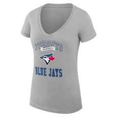 Toronto Blue Jays G-III 4Her by Carl Banks Women's Super-Slim Fit Lightweight Team Logo Graphic V-Neck T-Shirt | MLB Online