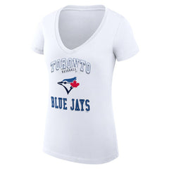 Toronto Blue Jays G-III 4Her by Carl Banks Women's Super-Slim Fit Lightweight Team Logo Graphic V-Neck T-Shirt | MLB On Sale